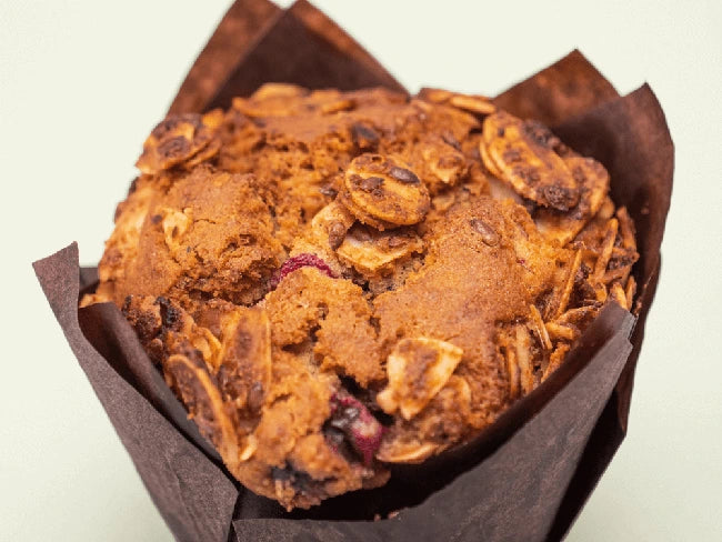 mixed berry almond flax muffin